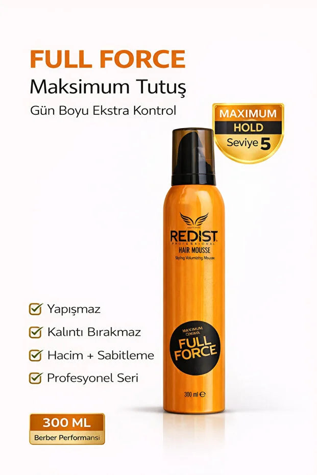 Redist Full Force Styling Foam 300ml – Strong Hold Vegan Mousse