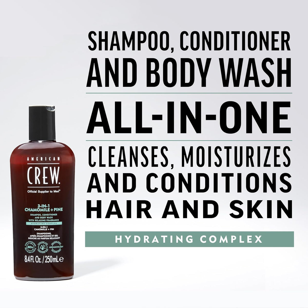 American Crew 3-in-1 Shampoo, Conditioner and Body Wash Chamomile and Pine, 450 ml