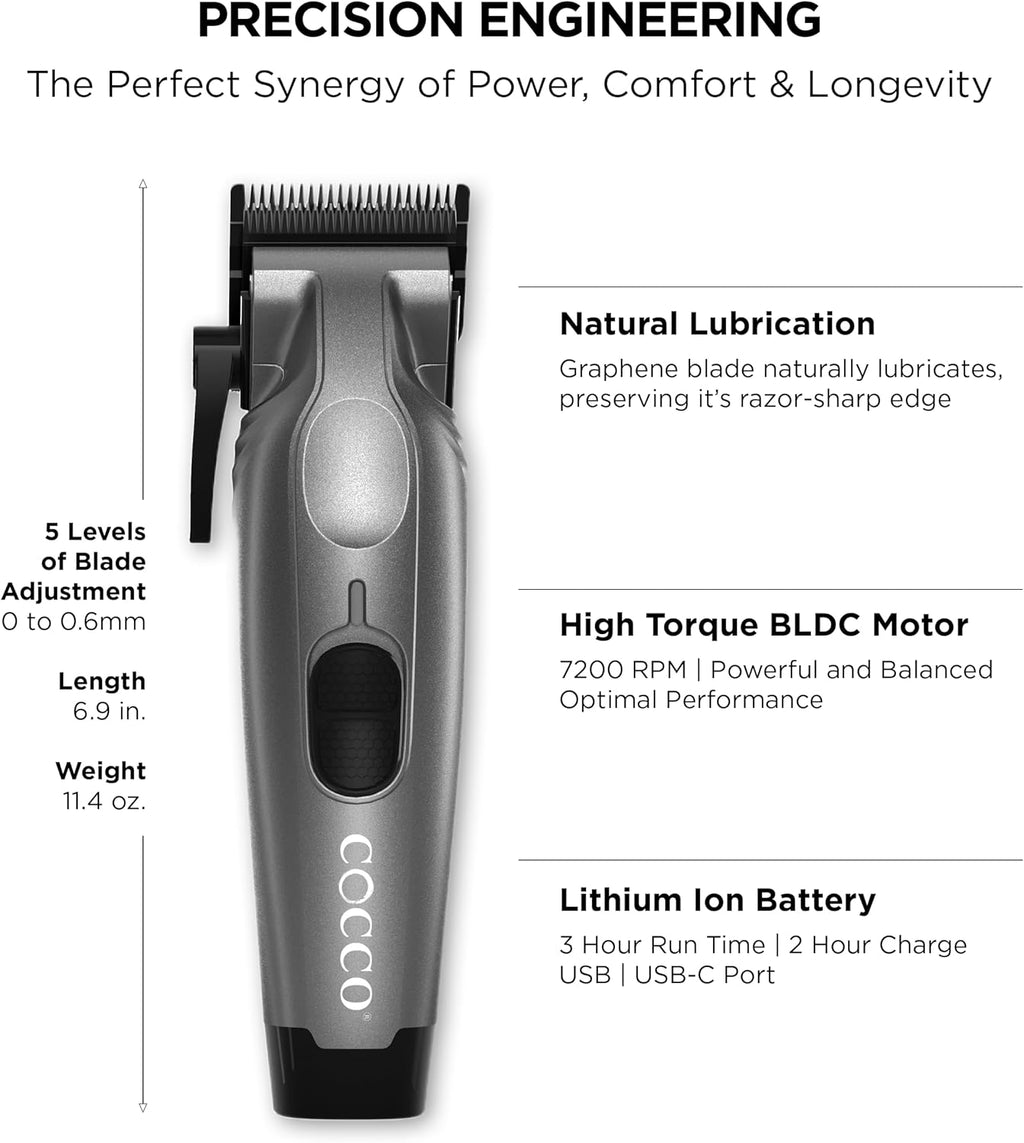 Cocco Veloce Pro Hair Clipper – Matte Grey Professional Cordless