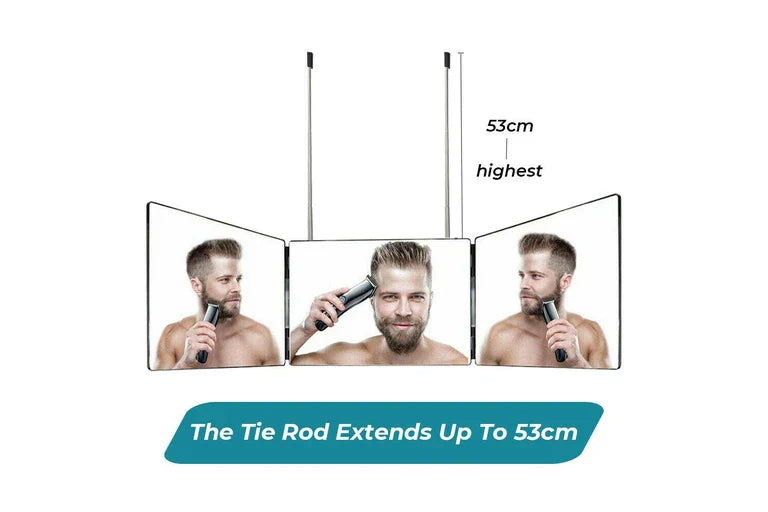 3 Way Trifold Mirror 360 Degree Folding Mirror for Make Up Hair Styling Shaving Grooming Adjustable Height Brackets