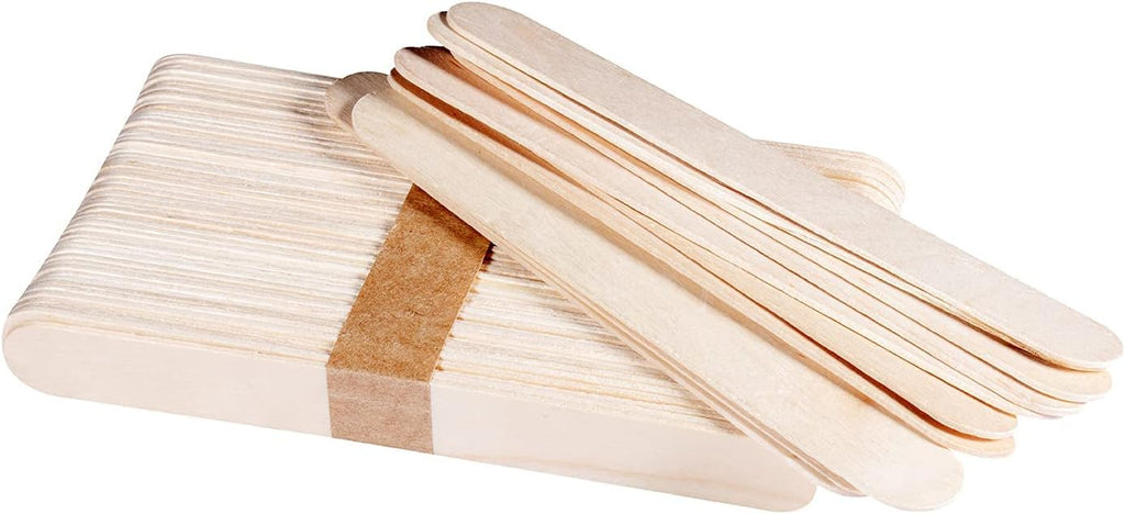 Large Wooden Wax Sticks 100 Pack – Wide Body Wax Applicator Spatulas