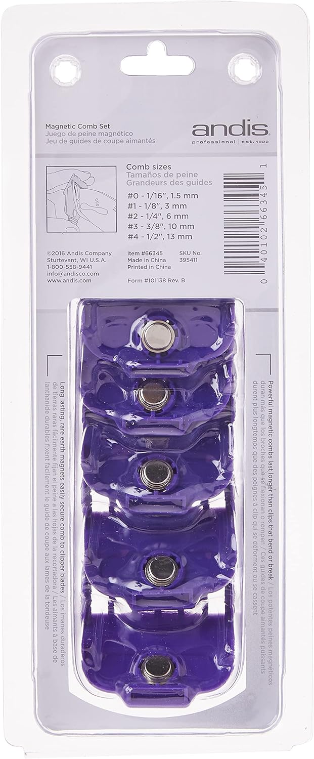 Andis Nano-Silver Magnetic Attachment Universal 5 Piece Comb Set, Small