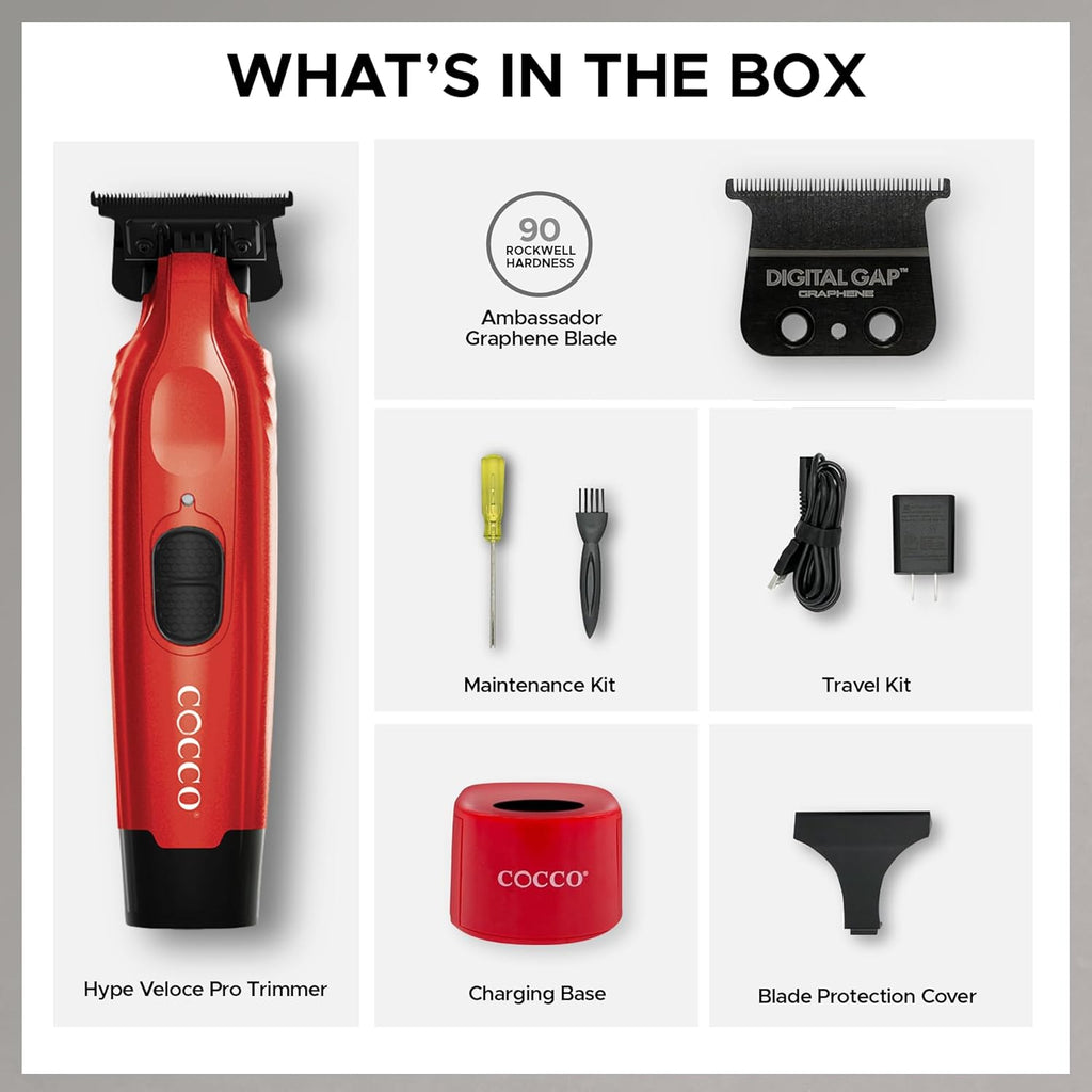 Cocco Hyper Veloce Pro Trimmer – Red Professional Cordless Detailer