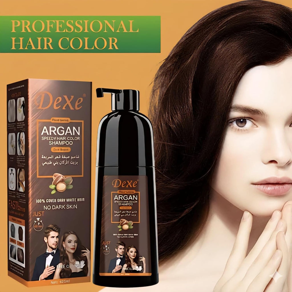 Dexe Dark Brown Hair Argan Oil Color Shampoo 400ml