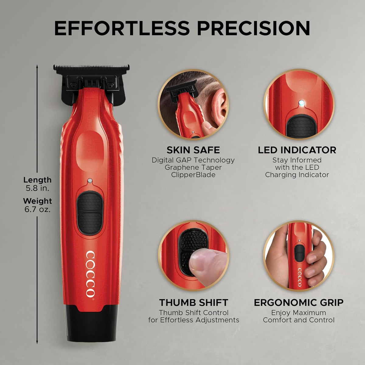 Cocco Hyper Veloce Pro Trimmer – Red Professional Cordless Detailer