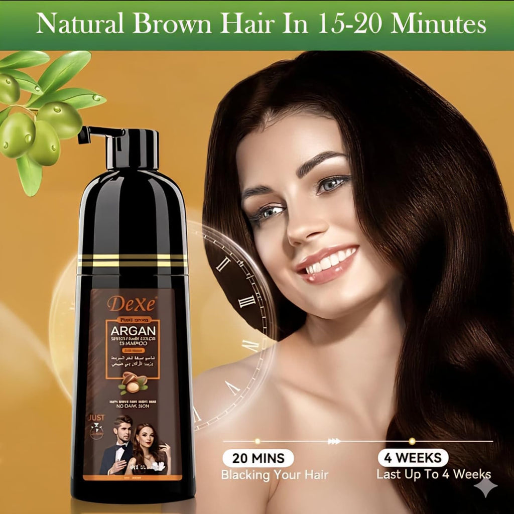 Dexe Dark Brown Hair Argan Oil Color Shampoo 400ml