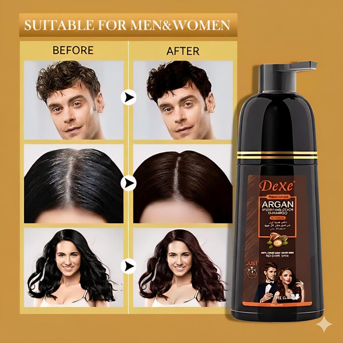 Dexe Dark Brown Hair Argan Oil Color Shampoo 400ml