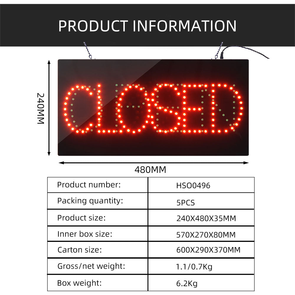 9x19 Inch LED Sign Light Box – OPEN/CLOSED Advertising Board