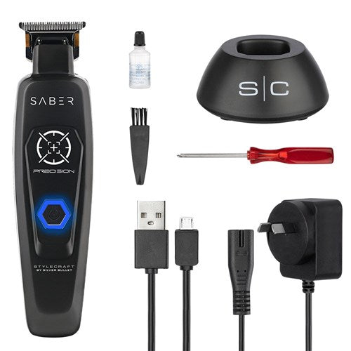 StyleCraft Saber Hair Trimmer Black – 7500RPM Brushless Narrow Blade Trimmer