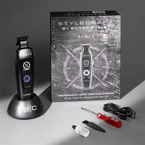 StyleCraft Saber Hair Trimmer Black – 7500RPM Brushless Narrow Blade Trimmer