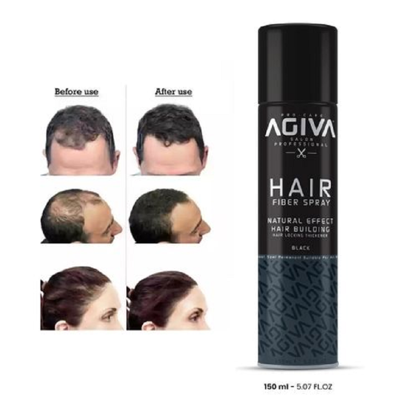 Agiva Hair Fiber Spray 150ml Black – Instant Hair Thickening Spray