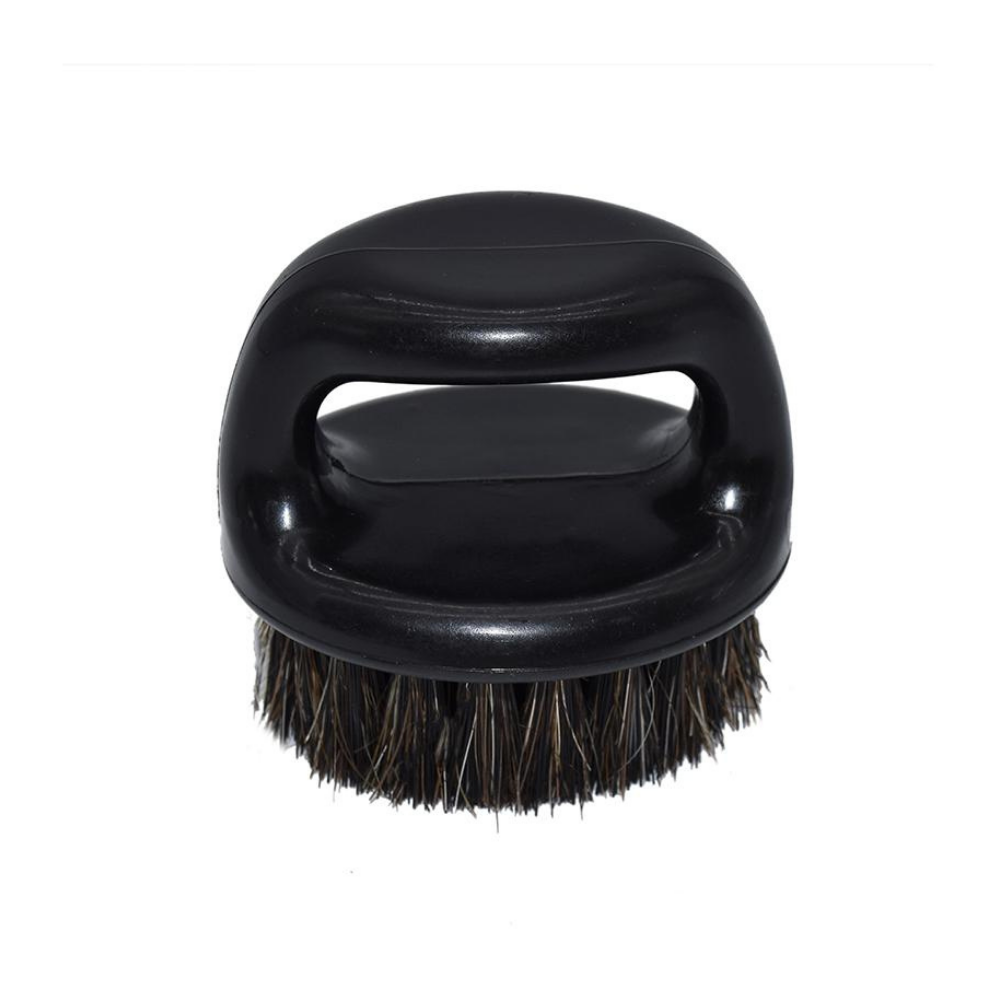 Round Handle Boar Bristle Beard Brush – Black Finger Brush