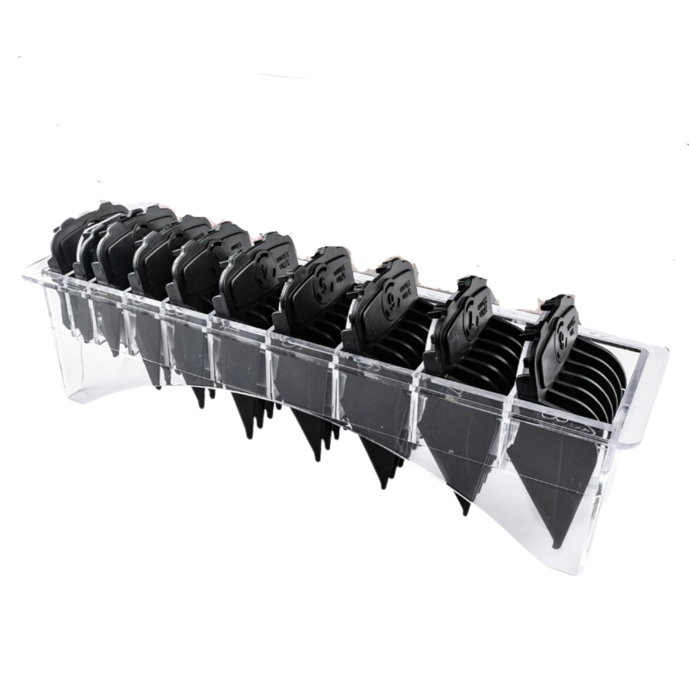 10pcs Magnetic Hair Clipper Guards Set – Universal Black Comb Kit
