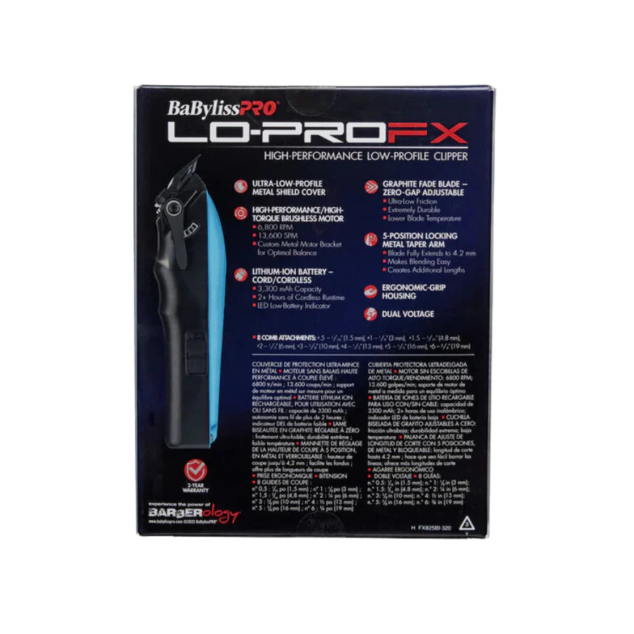 Babyliss PRO LO-PROFX Professional Barber Clippers - Blue