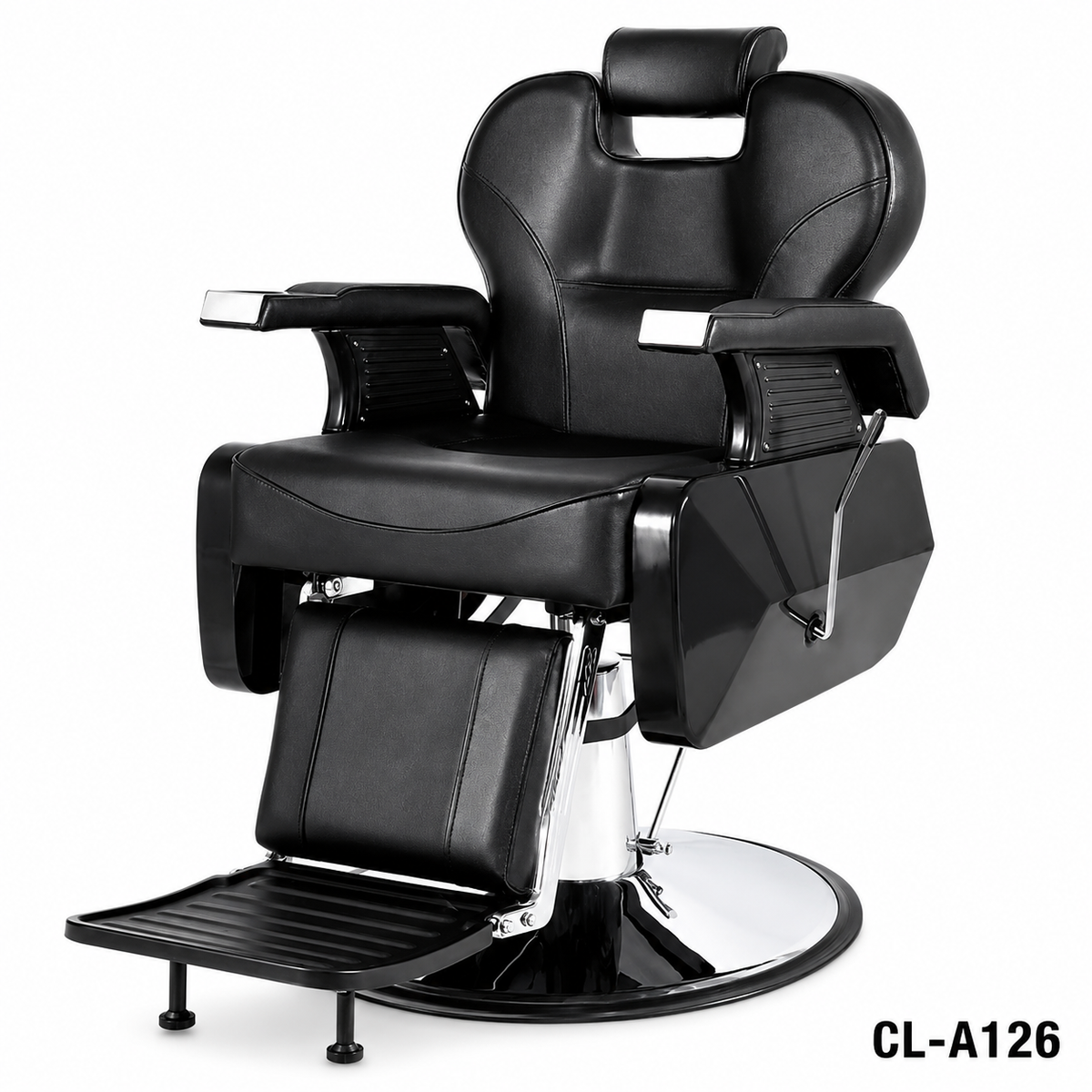 Full Black heavy Square Barber Chair - Premium Hydraulic Model (7-Year Warranty)