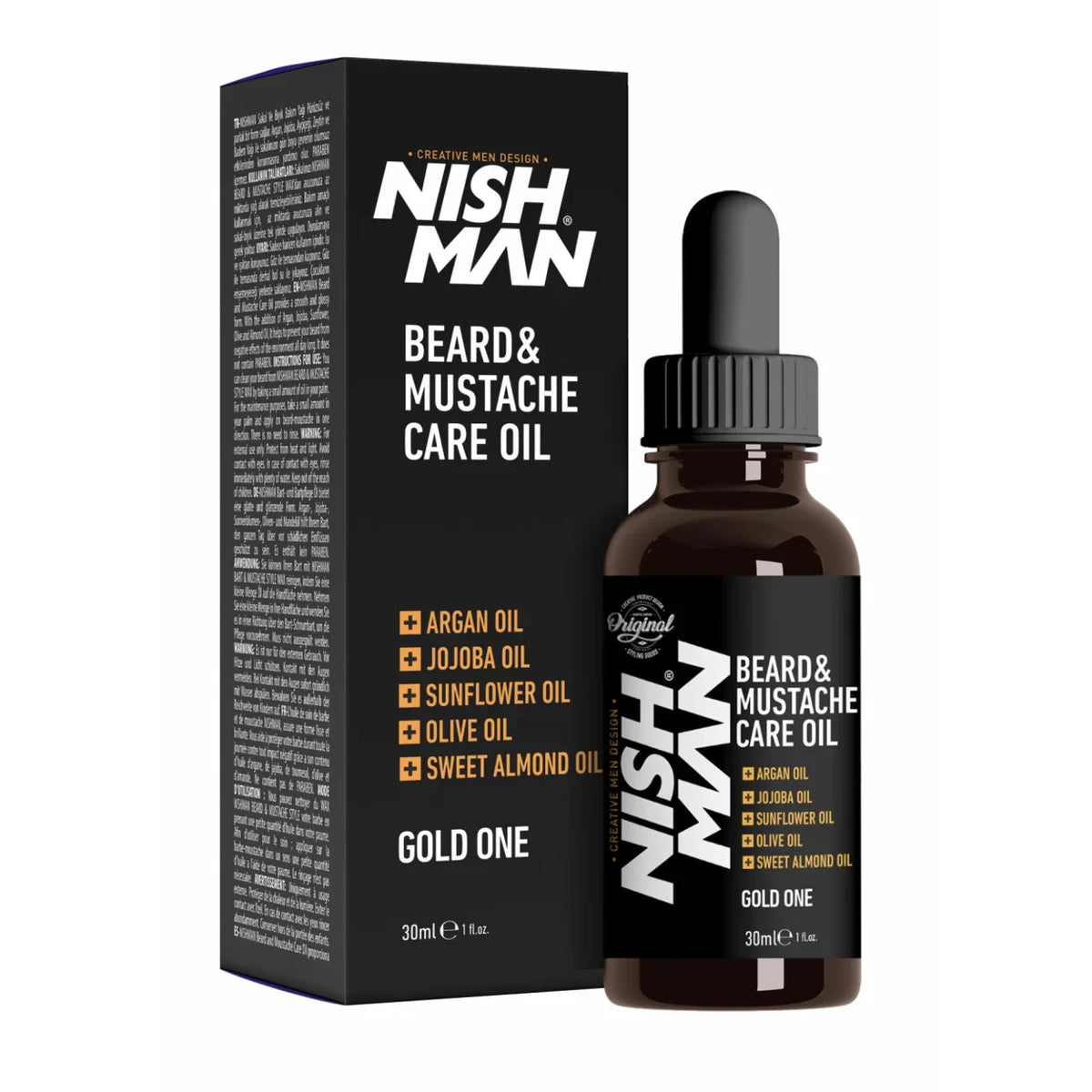 NISHMAN Beard & Mustache Care Oil Gold One 30ml – Argan Blend