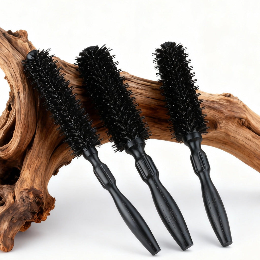 Wooden Round Hair Brush – Heat-Resistant Nylon Bristles Size 10, 12, 14