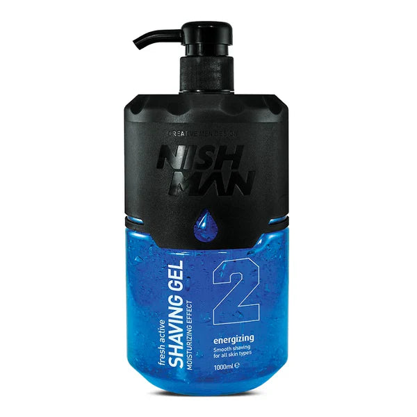 Nish Man Shaving Gel With Pump Blue 1000ml
