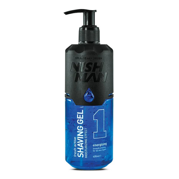 Nish Man Shaving Gel With Pump Blue 400ml