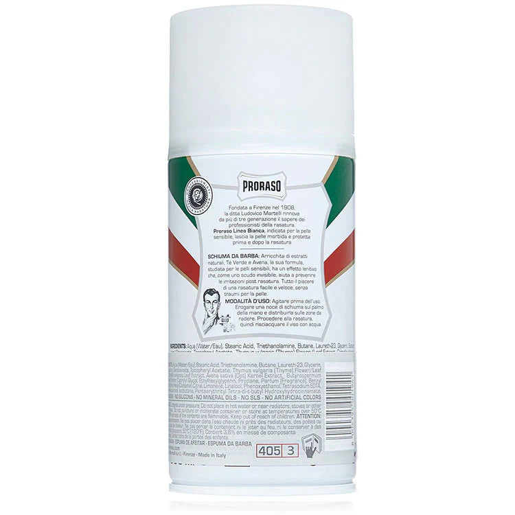 Proraso Shaving Foam Green Tea & Oatmeal Sensitive 300Ml