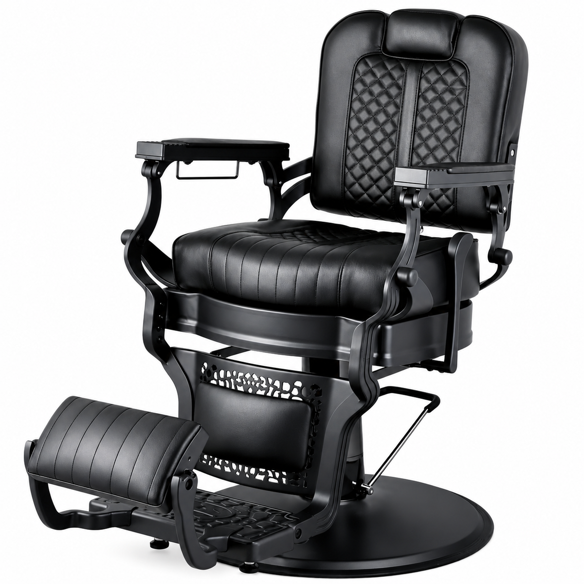 Full Black bx Square Barber Chair - Premium Hydraulic Model (7-Year Warranty)