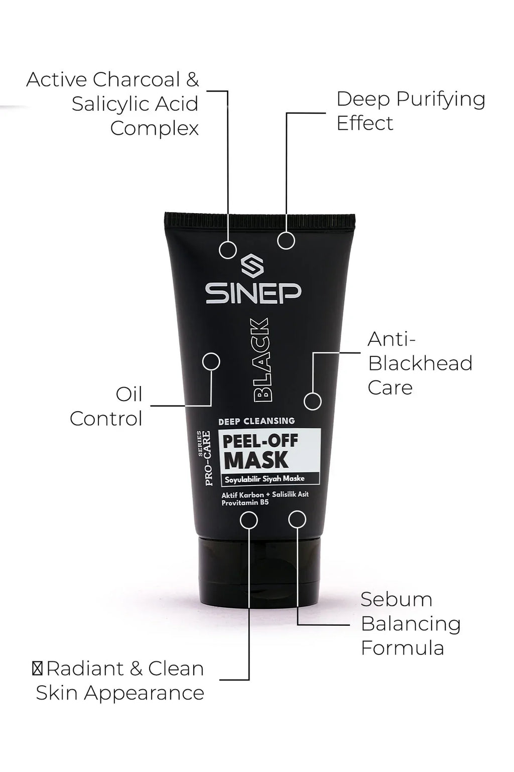 SINEP Peel Off Black Mask 150ml Charcoal & Salicylic Acid Face Mask