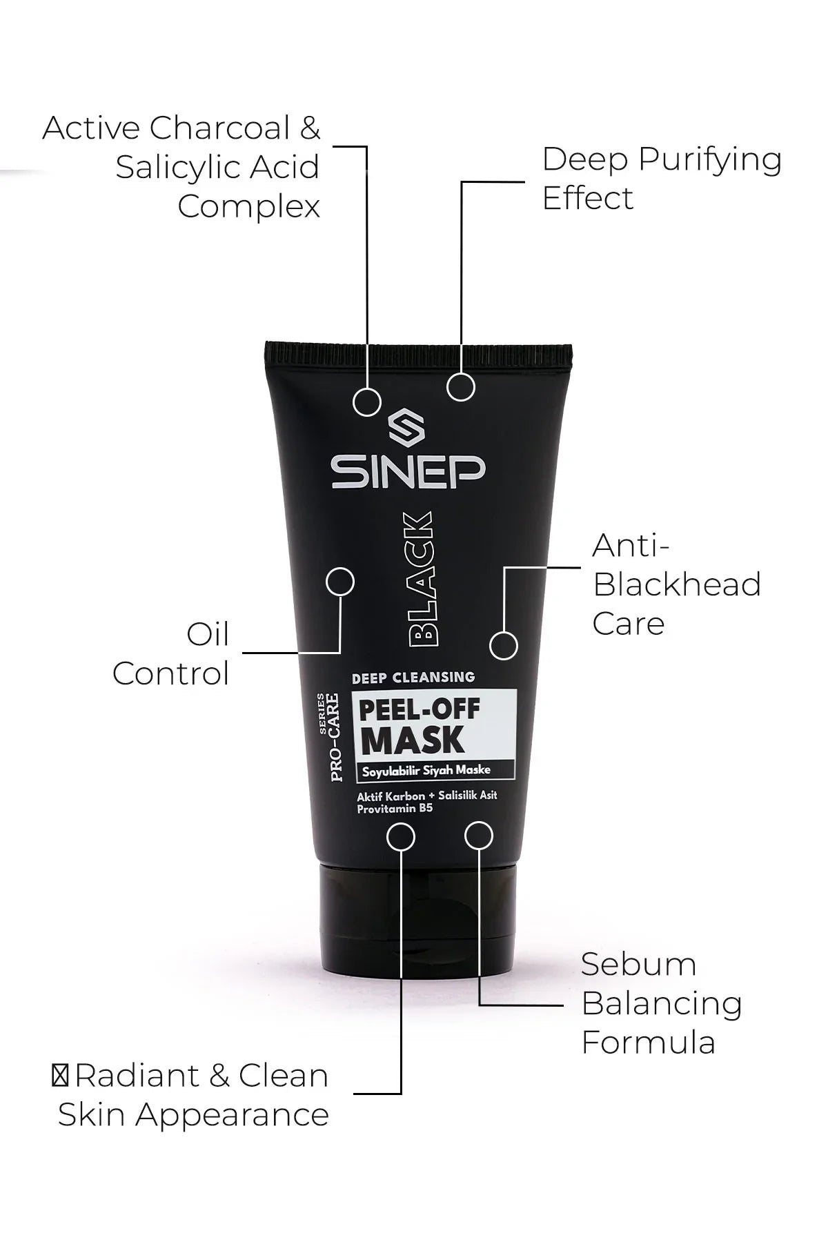 SINEP Peel Off Black Mask 150ml Charcoal & Salicylic Acid Face Mask