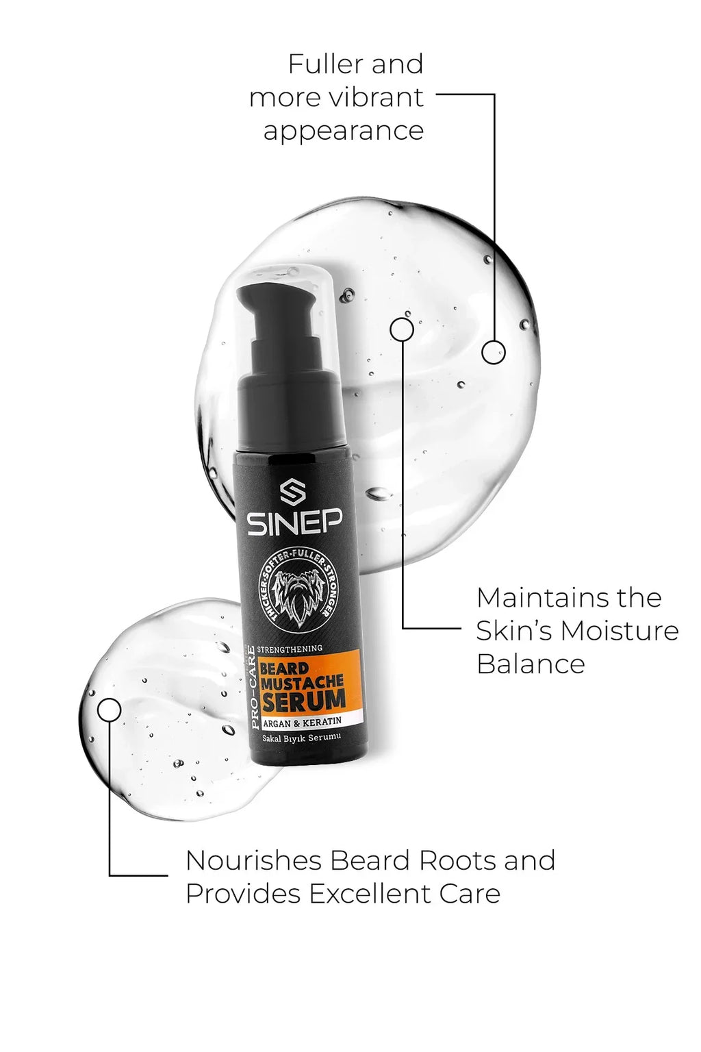 SINEP Beard & Mustache Serum 50ml Argan Oil & Keratin Beard Care Serum
