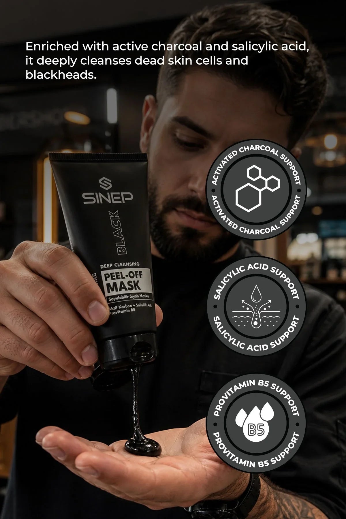 SINEP Peel Off Black Mask 150ml Charcoal & Salicylic Acid Face Mask