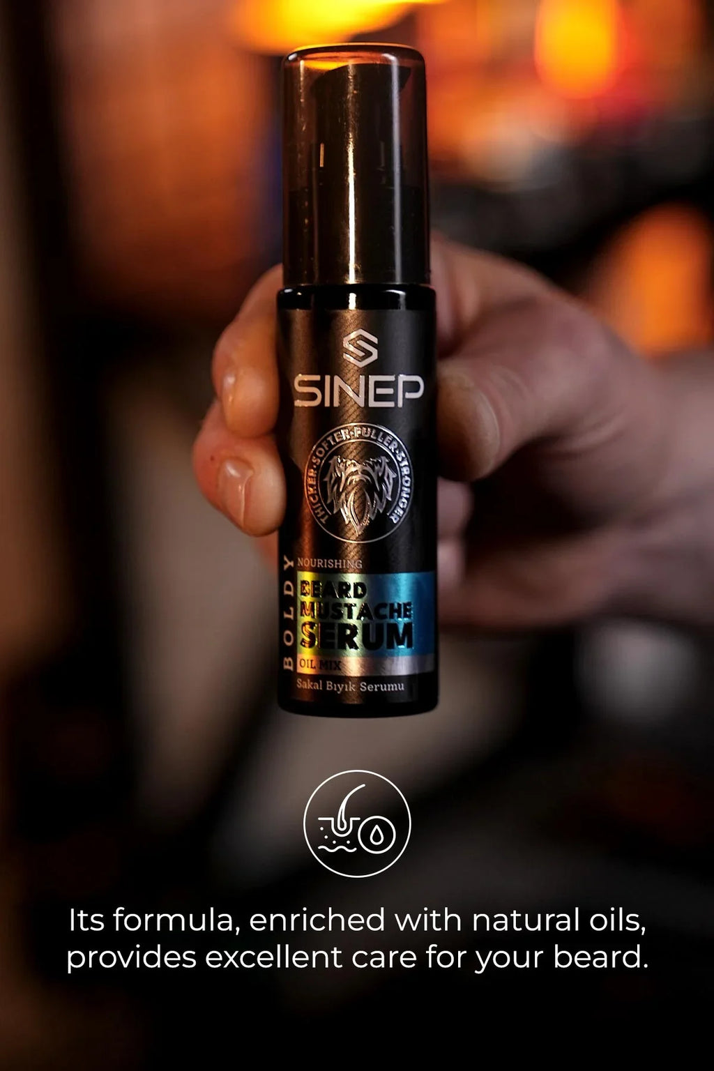 SINEP Beard & Mustache Serum 50ml Natural Oil Blend Beard Care Serum