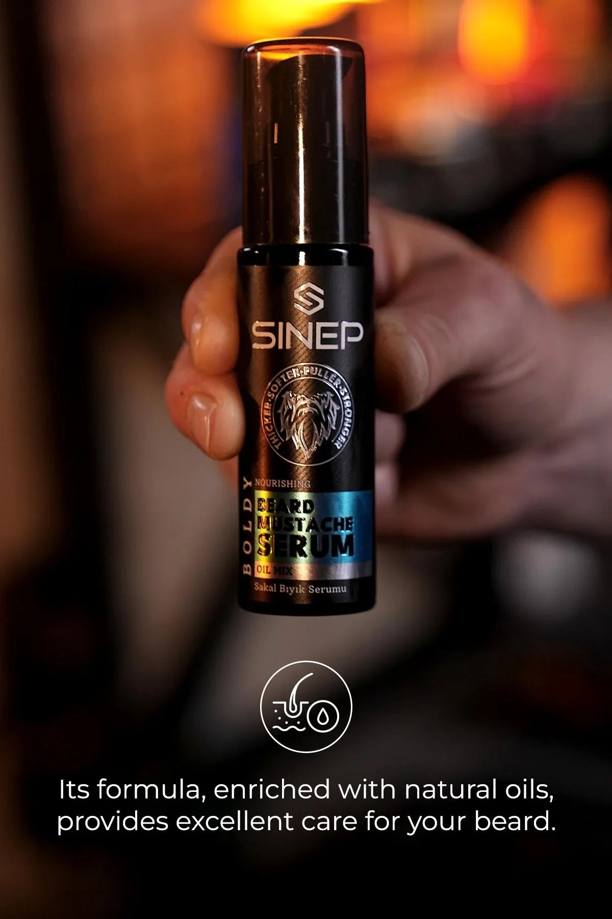 SINEP Beard & Mustache Serum 50ml Natural Oil Blend Beard Care Serum