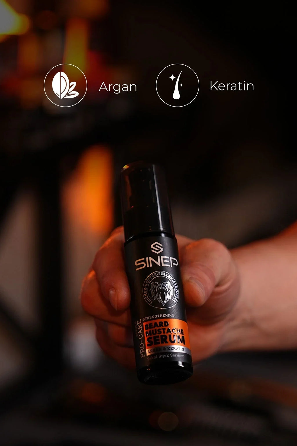 SINEP Beard & Mustache Serum 50ml Argan Oil & Keratin Beard Care Serum