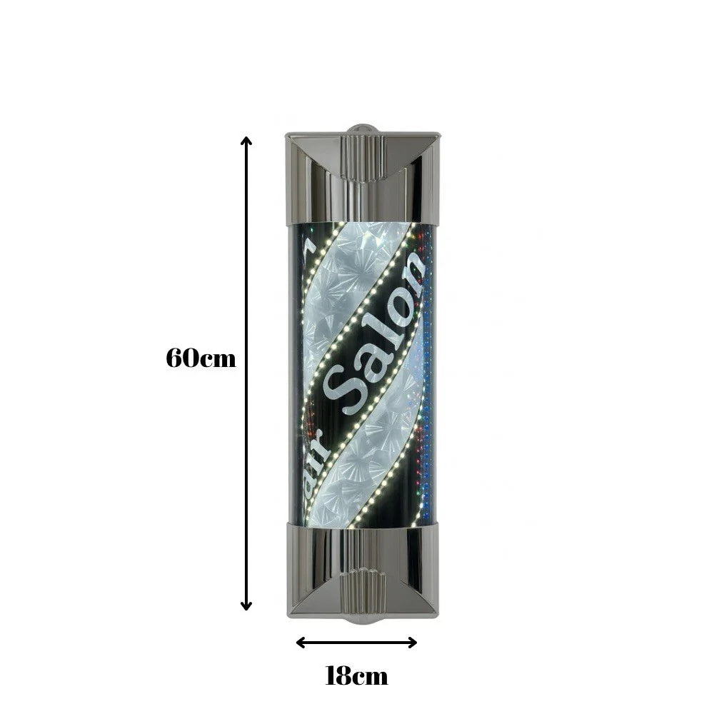 60cm Barber Pole Light Outdoor Retro Rotating Open IP44 Waterproof Sign LED