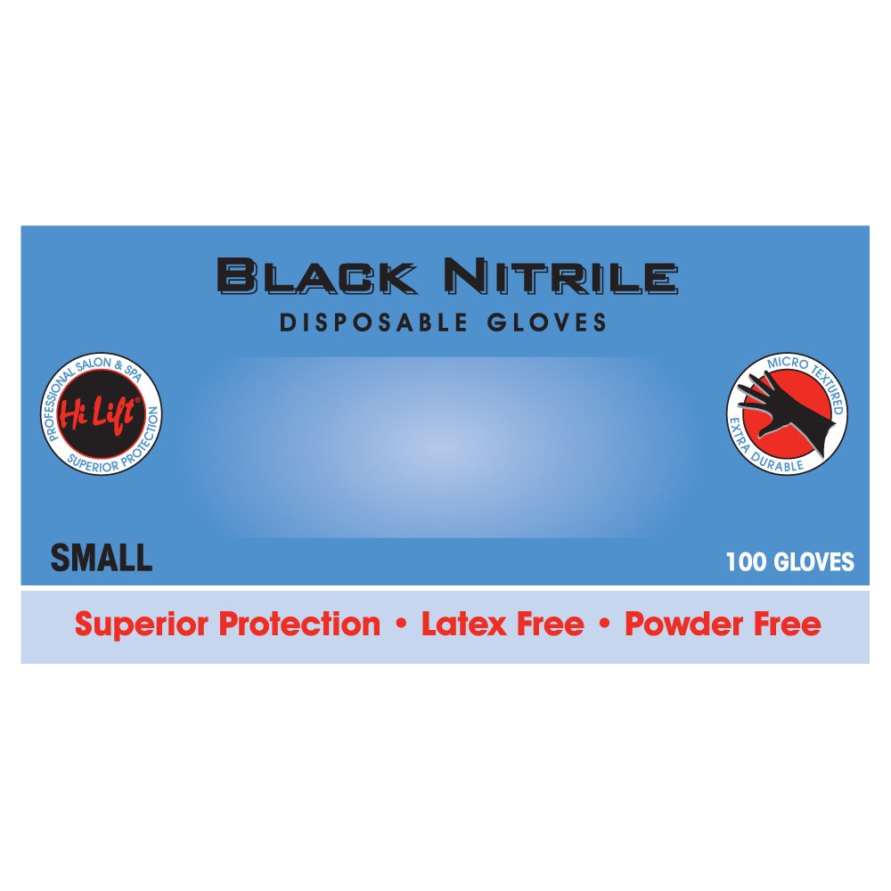 Hi Lift Black Nitrile Gloves 100 Pack - Small